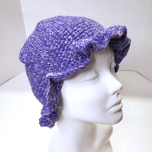 Women Purple Multicolor Crochet Handmade Wavy Cute Bucket Hat Beanie New - Picture 2 of 11